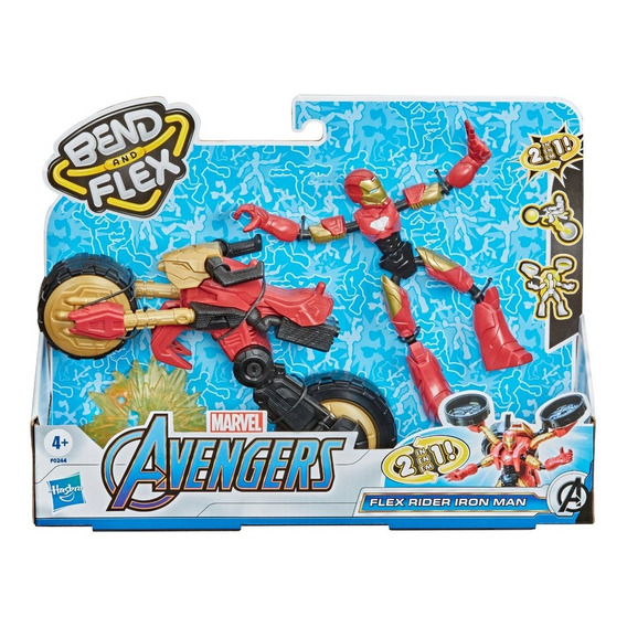 Marvel Avengers Bend And Flex Figura 15 Cm Y Moto Hasbro