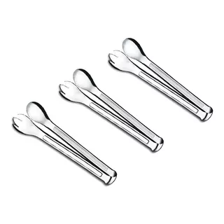 Kit 3 Pçs: Pegador De Salada Inox 20cm Multiuso Restaurante Cor Prateado