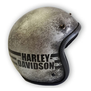 Capacete Old School -harley Davidson- Silvertexture -  
