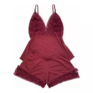 Kit 3 Baby Doll Luxo Microfibra E Renda Short Doll Sensual