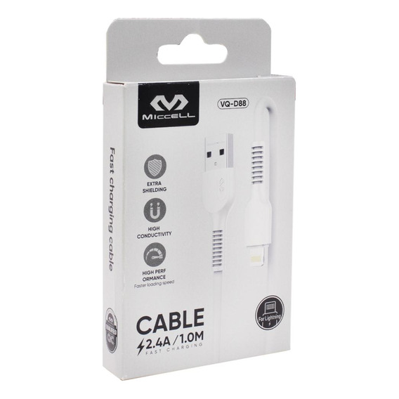 Cable De Datos Miccell Lightning A Usb A 1m
