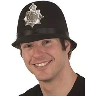 Casco De Policia Britanico Ingles Policeman Sombrero Gorro Color Negro