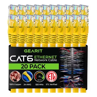 Gearit Cable Ethernet Patch Cord Cat6 1 Pie (paquete De 20)