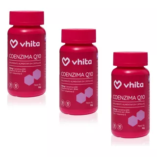 Kit 3x Coenzima Q10 Vhita 120 Mg Tcm E Vitamina E Cápsulas