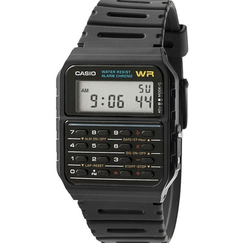 Reloj Casio Ca53 1z Unisex Calculadora Correa Resina Full Fondo Negro CA-53W-1Z