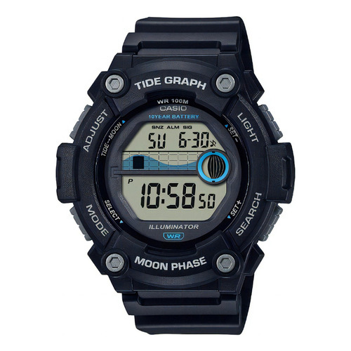 Reloj pulsera Casio Ws-1300h-1avdf de cuerpo color negro, digital, para hombre, con correa de resina color negro, bisel color negro y hebilla simple