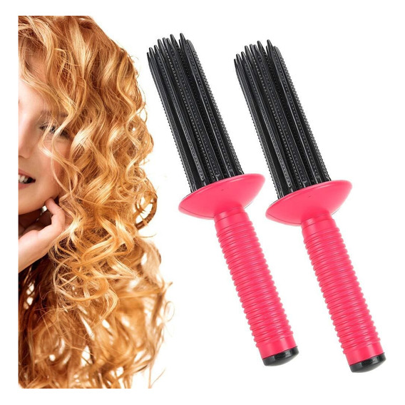 2pcs Hair Fluffy Curling Roll Comb, Antislip Curling Wand