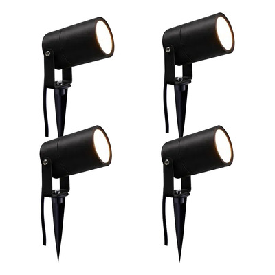Pack X 4 Spot Aluminio Nala Jabalina Pared Apto Led Gu10 Cie Negro Exterior
