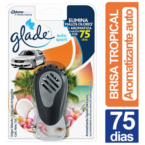  Glade Auto Sport Esencia Brisa Tropical Aromatizante 75dias