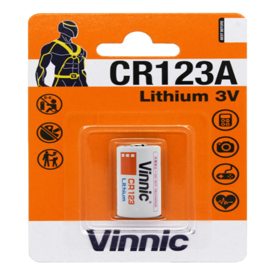Pila Litio Cr123a Vinnic Lithium 3v Cr123 Pack X 6 Unidades