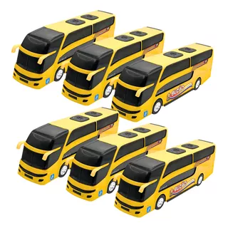 Kit 6 Ônibus Brinquedo Realista Busão Amarelo Bs Toys 
