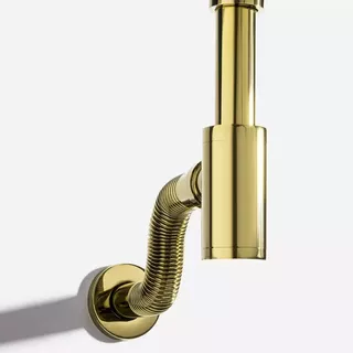 Sifão Metálico Flexível Com Copo Para Banheiro Line Dourado