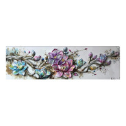 Cuadros Originales Oleo Moderno Flores Abstracto 150x50 Cm