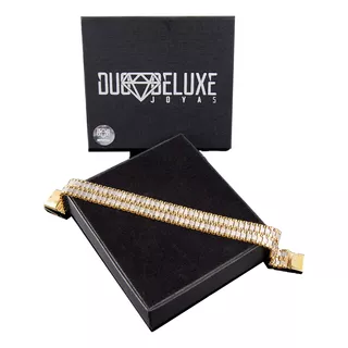 Pulsera Elegante Ror2 12mm Plata Baño Oro24k Duodeluxejoyas®