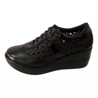 Zapato Tipo Tenis Para Dama Manet 282-01 Cómodo Piel Negro