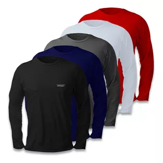 Kit 5 Camisas Térmicas Protect Solar Uv 50 Frio E Calor