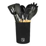 Set 12 Utensilios Cocina Silicona Negro Simplit