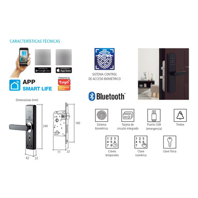 Cerradura Digital Biometrica Smart Bluetooth Cb05-t Tbcin