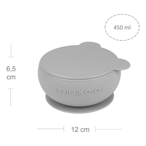 Minikoioi Bowly Powder Grey Bowl Con Tapa Silicona Premium