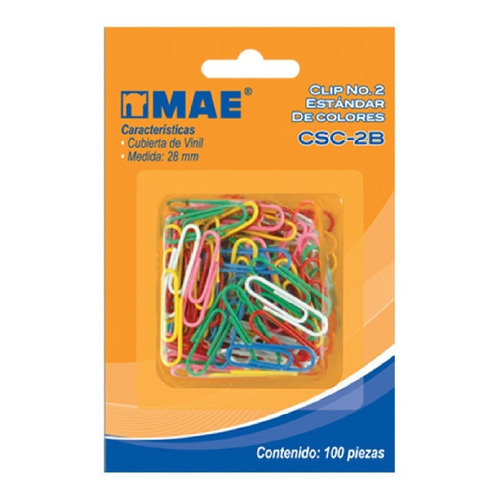 Clip Mae Csc-2b Estandar Blister C/100 Piezas De Colores /v