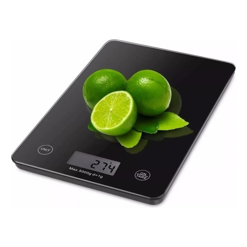 Balanza Pesa Digital Gramera De Cocina Vidrio Slim 1g - 5kg Capacidad Máxima 5 G Color Negro-227001 C23