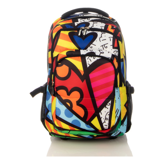 Mochila Con Ruedas Original Romero Britto Heart Nueva