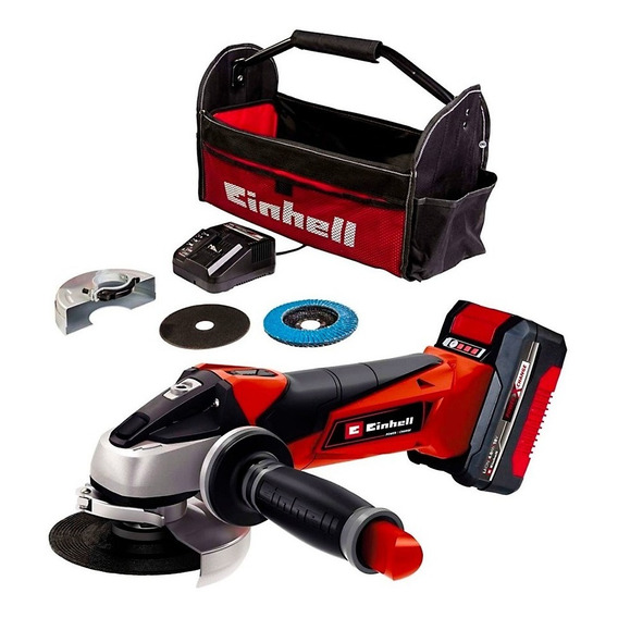 Esmeril angular inalámbrico Einhell Power X-Change TE-AG 18/115 Li 4431110 de 50 Hz/60 Hz rojo 200 V - 250 V + accesorio