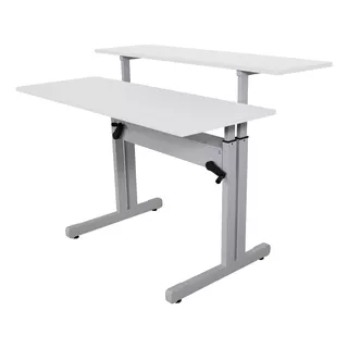 Mesa Ergonômica Regulagem De Altura E Tampos 120x45 E 120x35 Cor Amadeirado