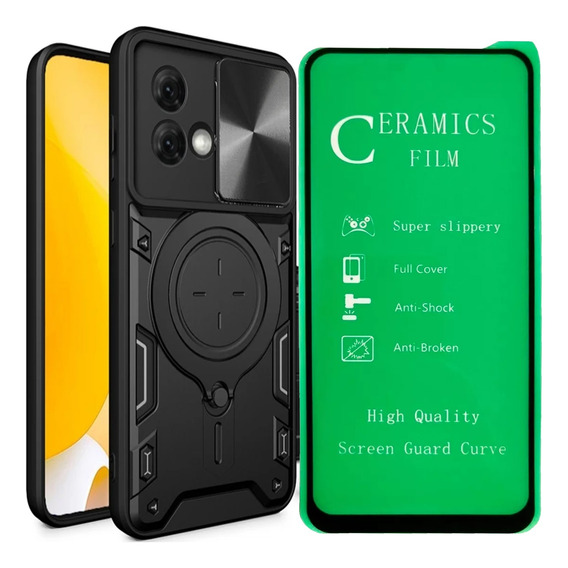 Funda Protector Cam Reforzado + Vidrio Cer Para Motorola G84