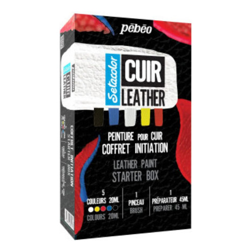 Kit Pintura Cuero 5 Colores + Impl. Pebeo Setacolor Cuir Color Surtidos