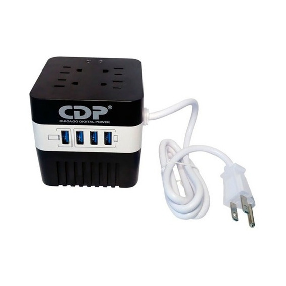 Estabilizador Cdp Ru-avr6041 600va/300w 4 Salidas 4 Usb B/n Color Negro