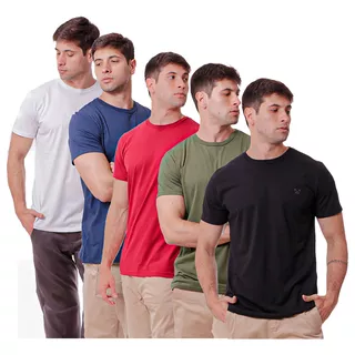 Kit 5 Camisetas Básica Masculina Pololive - Pronta Entrega