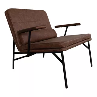 Sillón Living Industrial Ecocuero Elroy Apoyabrazos Marron Diseño De La Tela Cuero Sintético