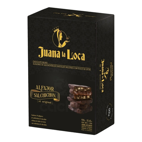 Alfajor Juana La Loca Salchichón Chocolate Caja 10 U X 92gr