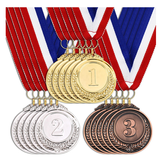 15 Piezas Medallas Metal De Oro Plata Bronce Deportivas