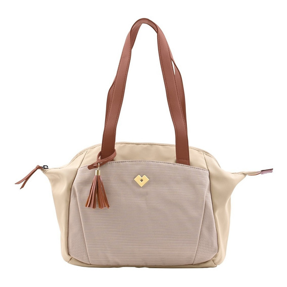 Bolsa De Hombro Mujer Bandolera, Bolso Dama Grande Luckyly Color Beige Color de la correa de hombro Negro