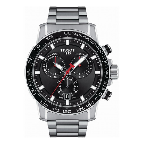 Reloj pulsera Tissot Supersport Chrono con correa de acero inoxidable color gris - fondo negro