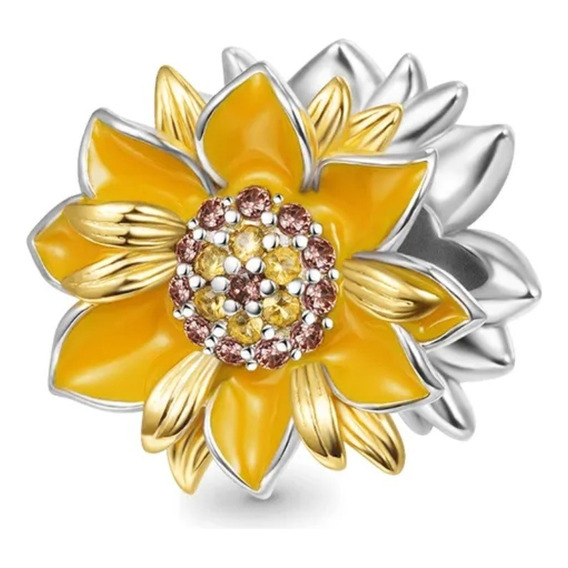 Dije Charm Pandora Girasol Brillante Flor En Plata Original