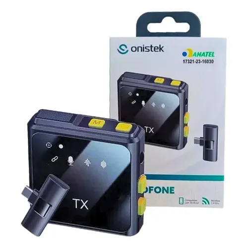 Microfone Lapela Sem Fio Onistek MC-815 USB-C Android