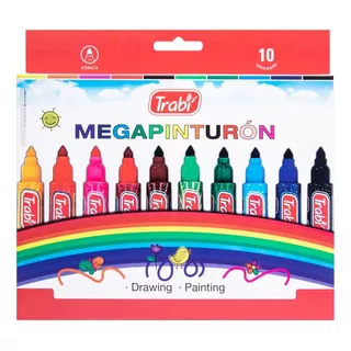 Marcadores Trabi Megapinturon Lavable Estuche X 10 Colores