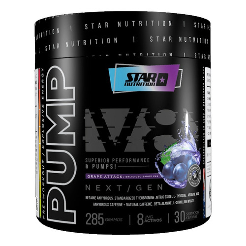 Pump V8 Next Gen Star Nutrition 285 G Pre Entrenamiento Sabor Grape