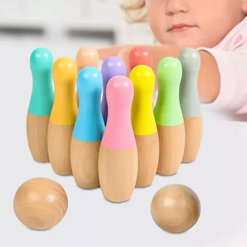 Jogo De Boliche Infantil Colorido com bolinhas de peças grandes educativo  brinquedo pra meninos e meninas