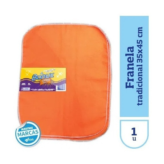 Trapo Franela Bonux Clasica 35x45cm Color Naranja claro