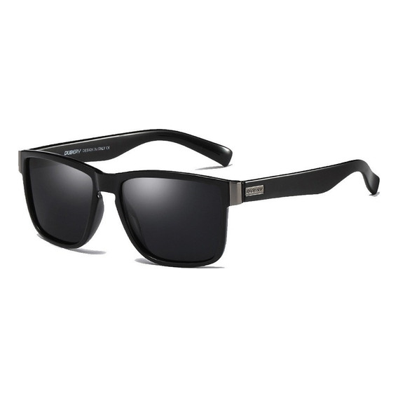 Gafas de sol polarizados Dubery Sol D518 Mediano, diseño Ocean, color negro con marco de policarbonato color negro brillante, lente negra de triacetato de celulosa clásica, varilla negra brillante de 