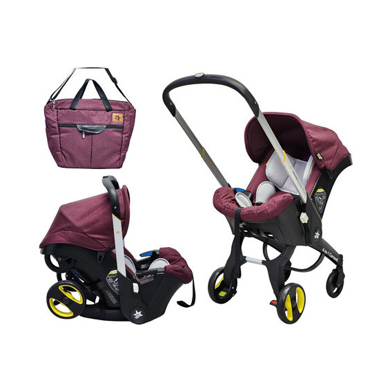 Carriola Para Bebé Starkids Polux Convertible Con Pañalera Color Cherry Burgundy