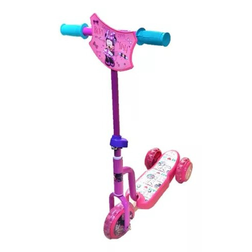 Monopatín de pie Unibike Scooter 3 ruedas Minnie  rosa y celeste para 5 años