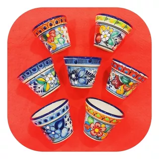 Set De 20 Macetas De Talavera Poblana Chicas De 9 Cm 