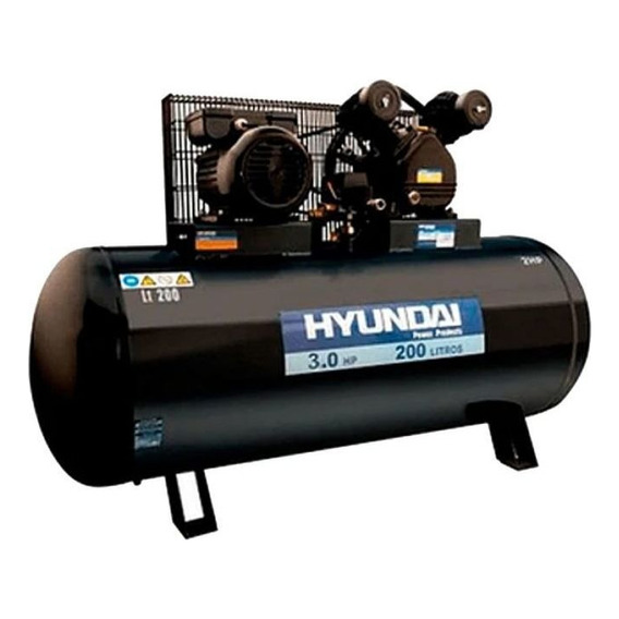 Compresor Hyundai Monofasico 3 Hp 200 Lt (82hyxy200) Color Negro