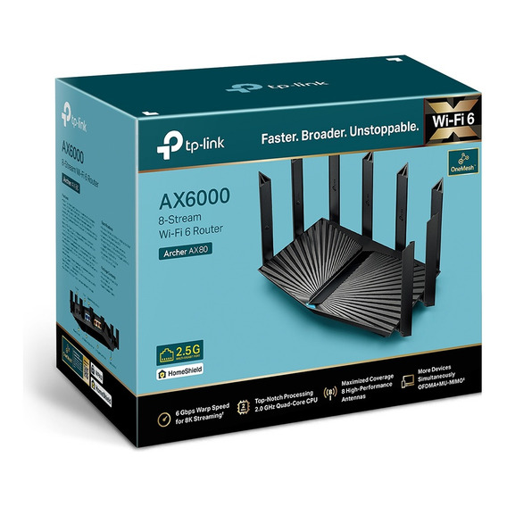 Archer Ax80 Router Dual Band Wi-fi 6 Ax6000 Puerto D 2.5 Gbp
