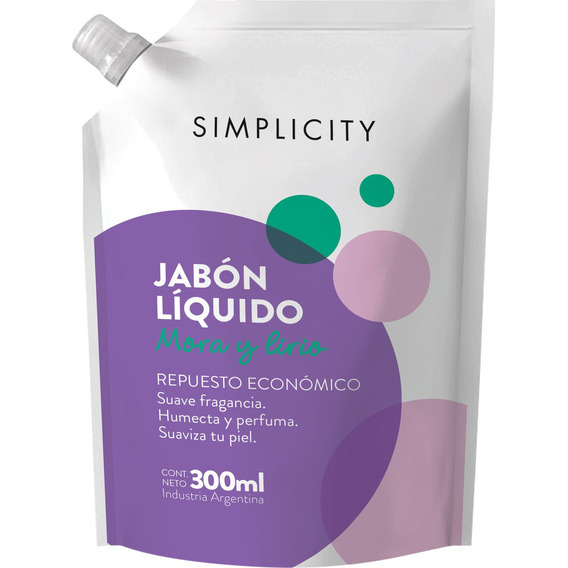 Repuesto De Jabón Líquido Simplicity Mora Y Lirio X 300 Ml